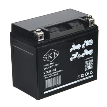 Аккумулятор стартерный для мототехники SKN YTX12-BS (12V/12Ah/180A) [CT 1212, YB14L-A2, YB10L-B]	